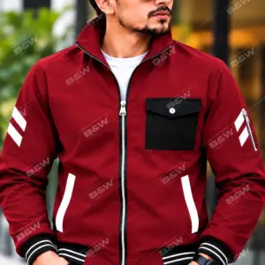 Maroon Zippered Varsity Jacket