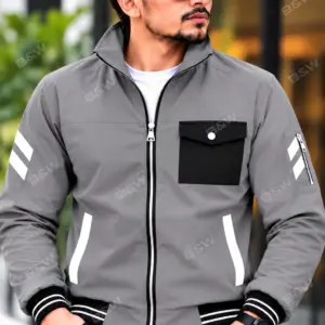 Grey Zippered Varsity Jacket